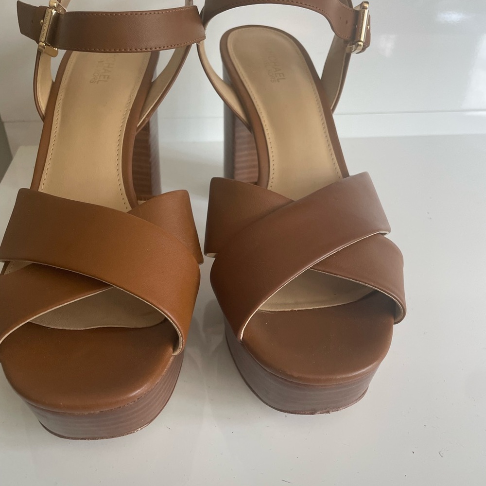 Michael Kors Brown Platform Sandals with Leather Straps